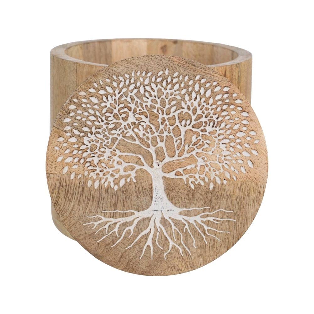 Tarro Blanco-Natural de Madera de Mango 15x15x15 cm - Set de 2 - Imagen 10