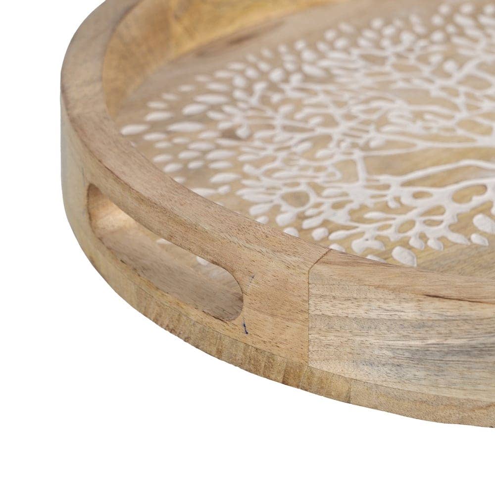 Bandeja de Madera de Mango Blanco-Natural 35x35x5 cm - Imagen 3