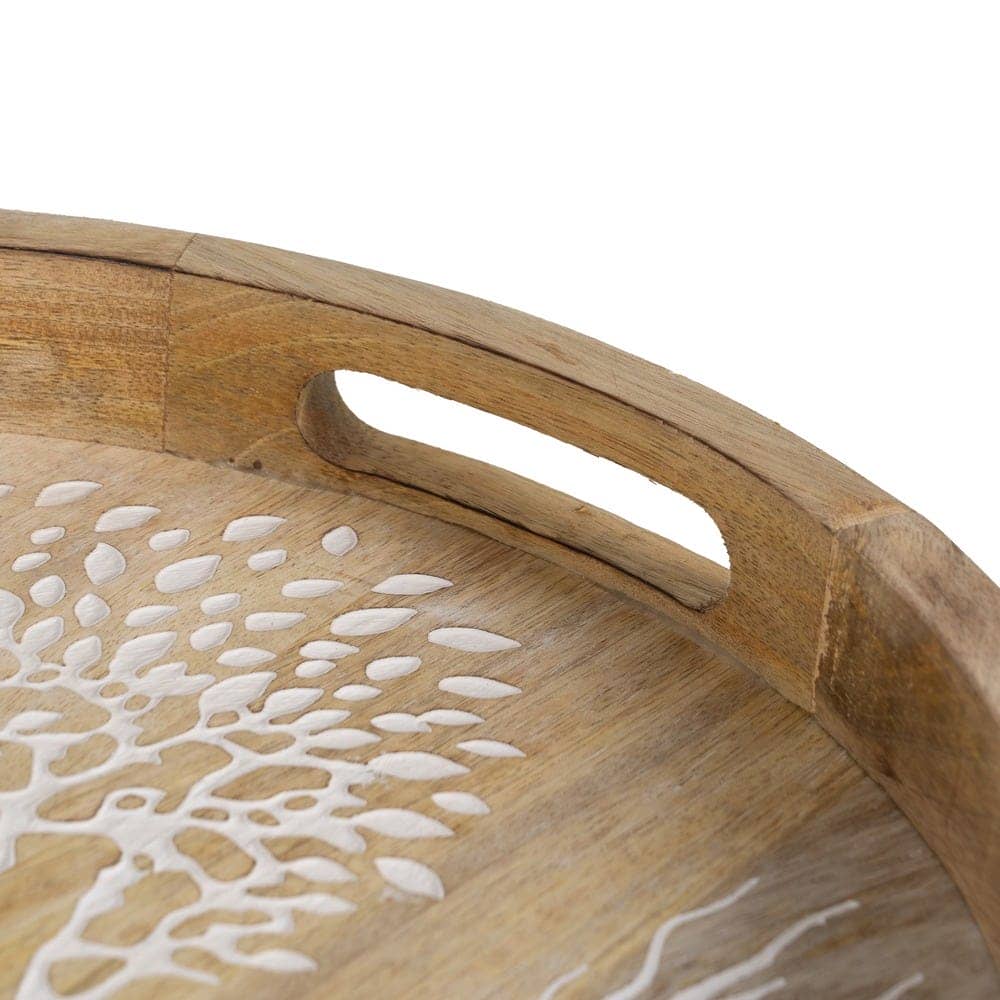 Bandeja de Madera de Mango Blanco-Natural 35x35x5 cm - Imagen 4