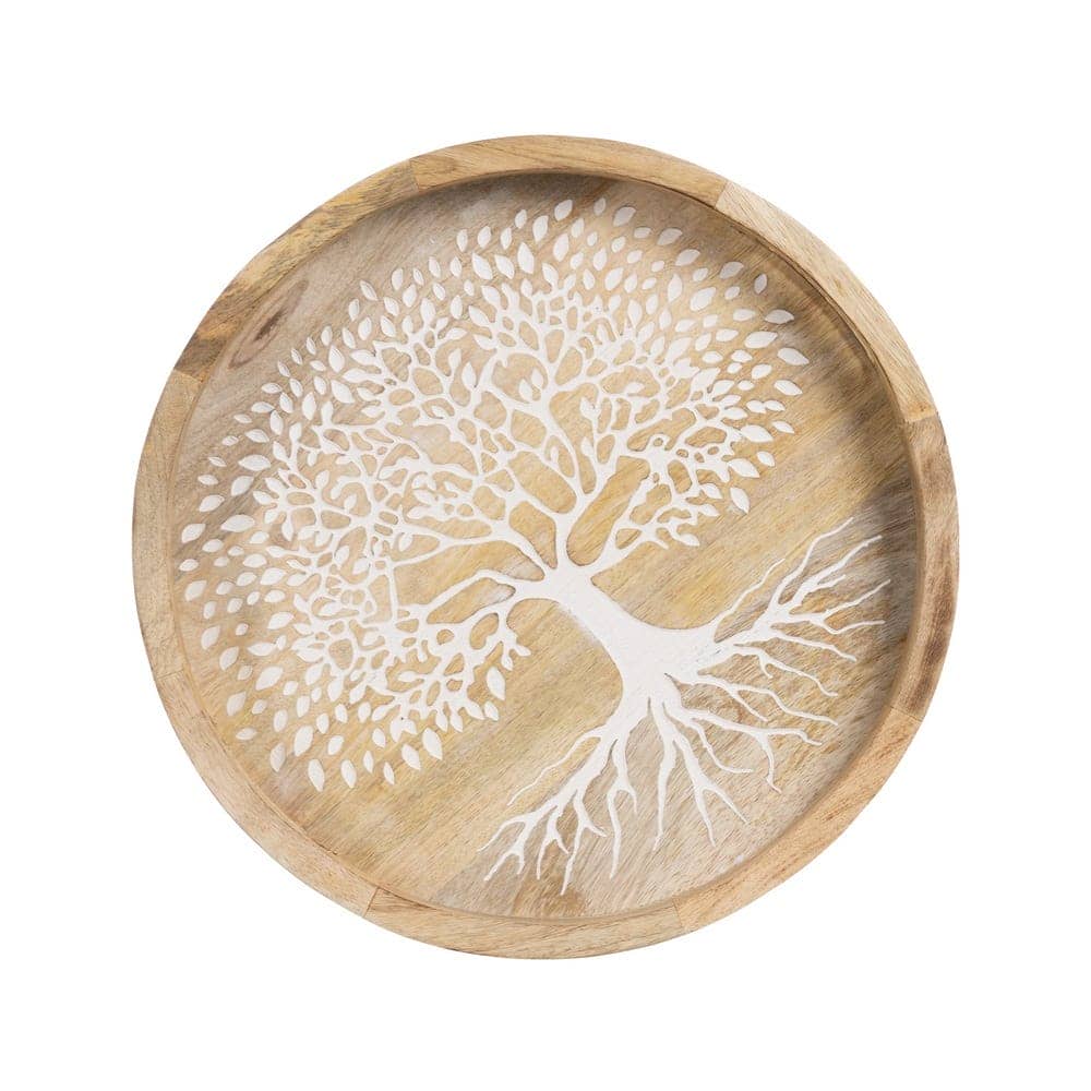 Bandeja de Madera de Mango Blanco-Natural 35x35x5 cm - Imagen 7