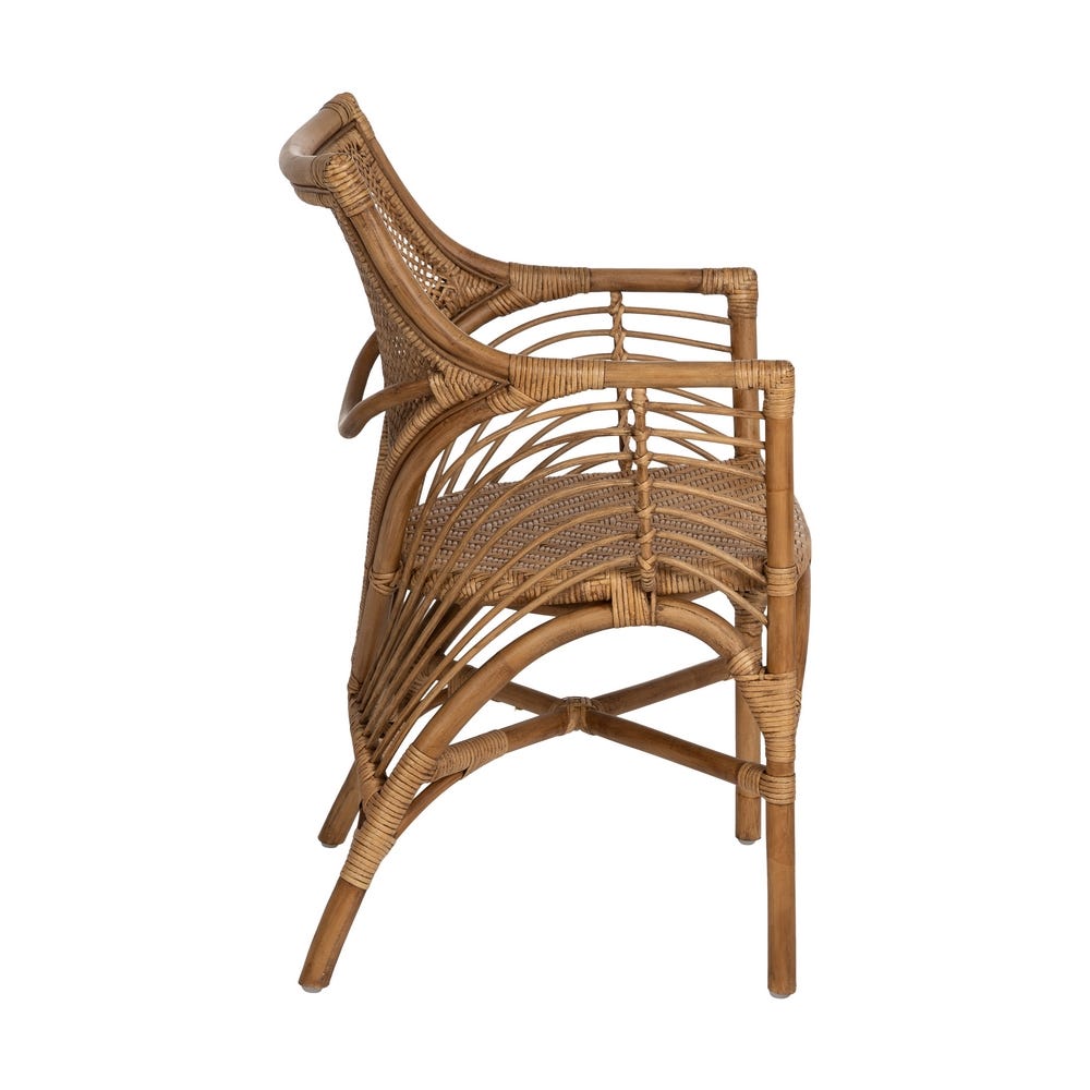 Sillón de ratán marrón para decoración – 56 x 54 x 84 cm - Imagen 2