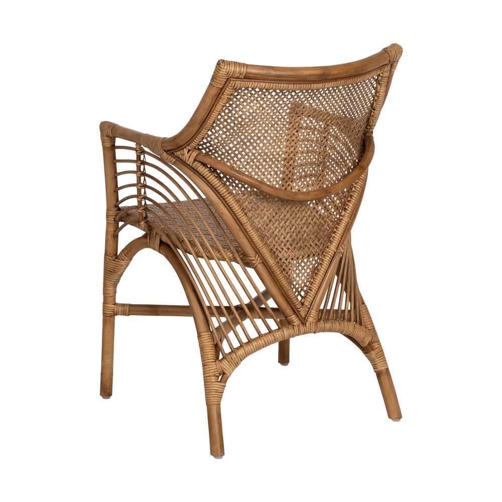 Sillón de ratán marrón para decoración – 56 x 54 x 84 cm - Imagen 3