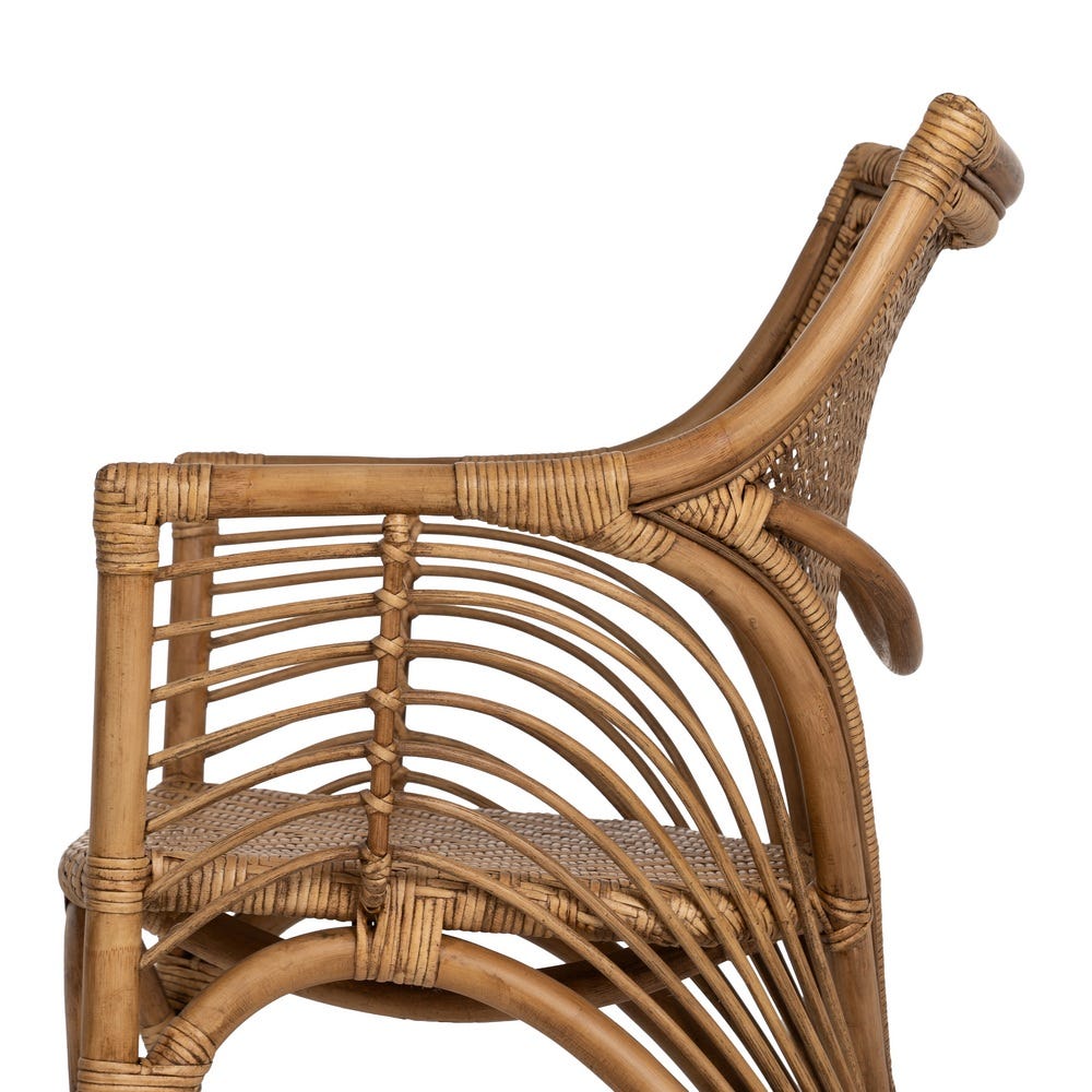 Sillón de ratán marrón para decoración – 56 x 54 x 84 cm - Imagen 6