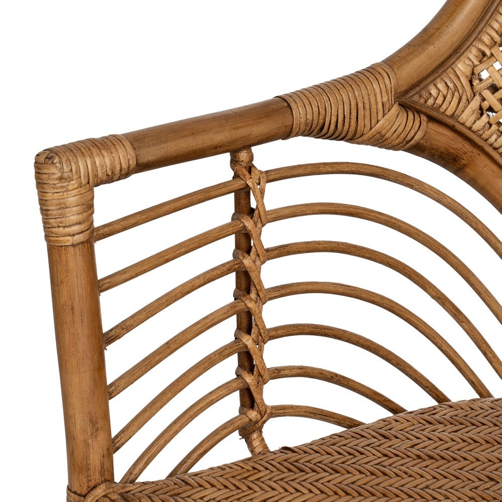 Sillón de ratán marrón para decoración – 56 x 54 x 84 cm - Imagen 8