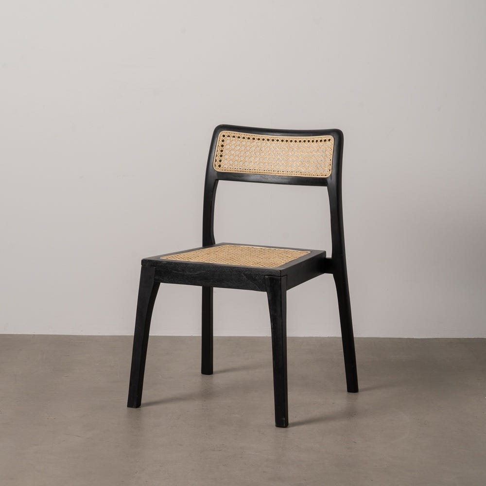 Silla de madera natural y negro estilo contract – 55 x 53 x 79,5 cm - Imagen 12