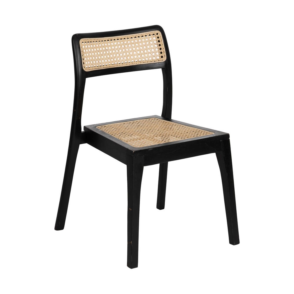 Silla de madera natural y negro estilo contract – 55 x 53 x 79,5 cm - Imagen 2