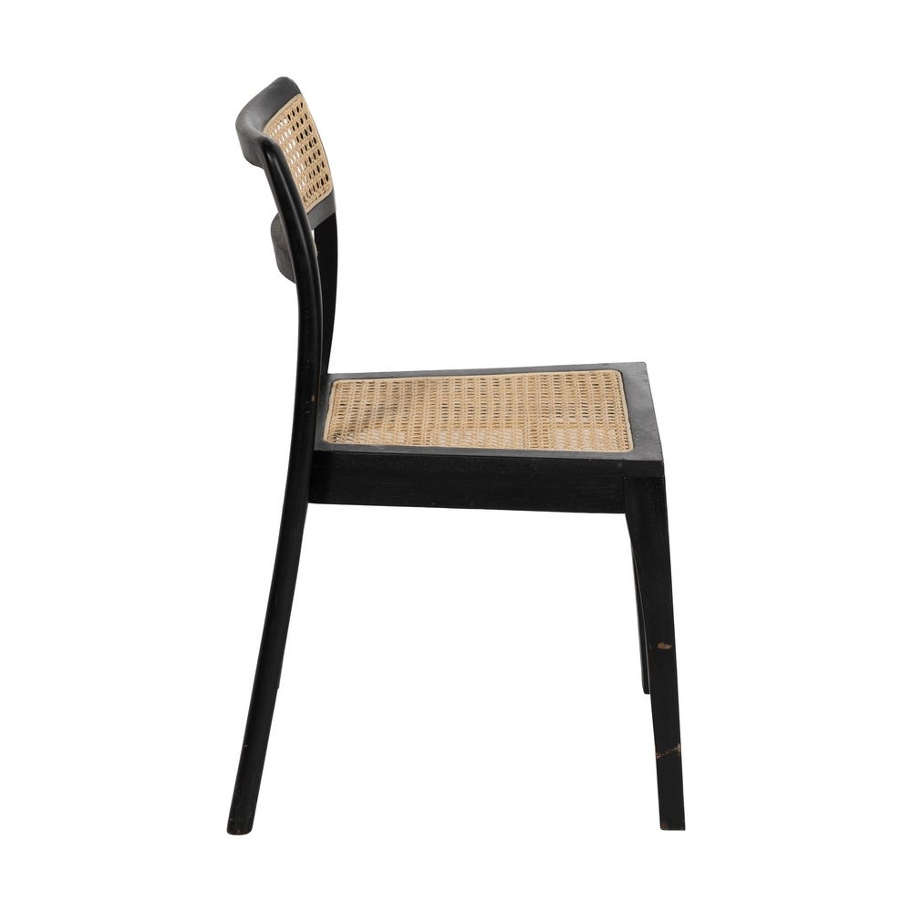 Silla de madera natural y negro estilo contract – 55 x 53 x 79,5 cm - Imagen 3