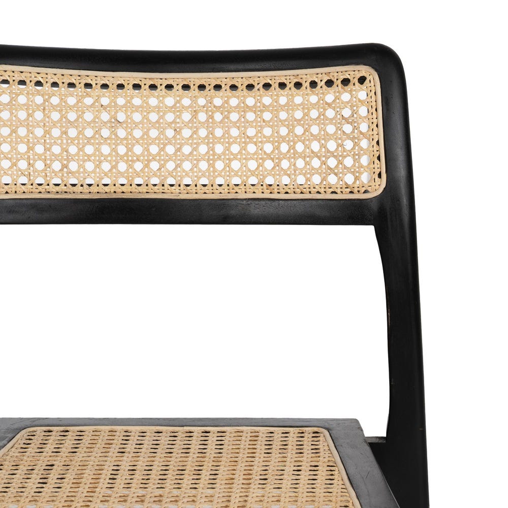 Silla de madera natural y negro estilo contract – 55 x 53 x 79,5 cm - Imagen 5