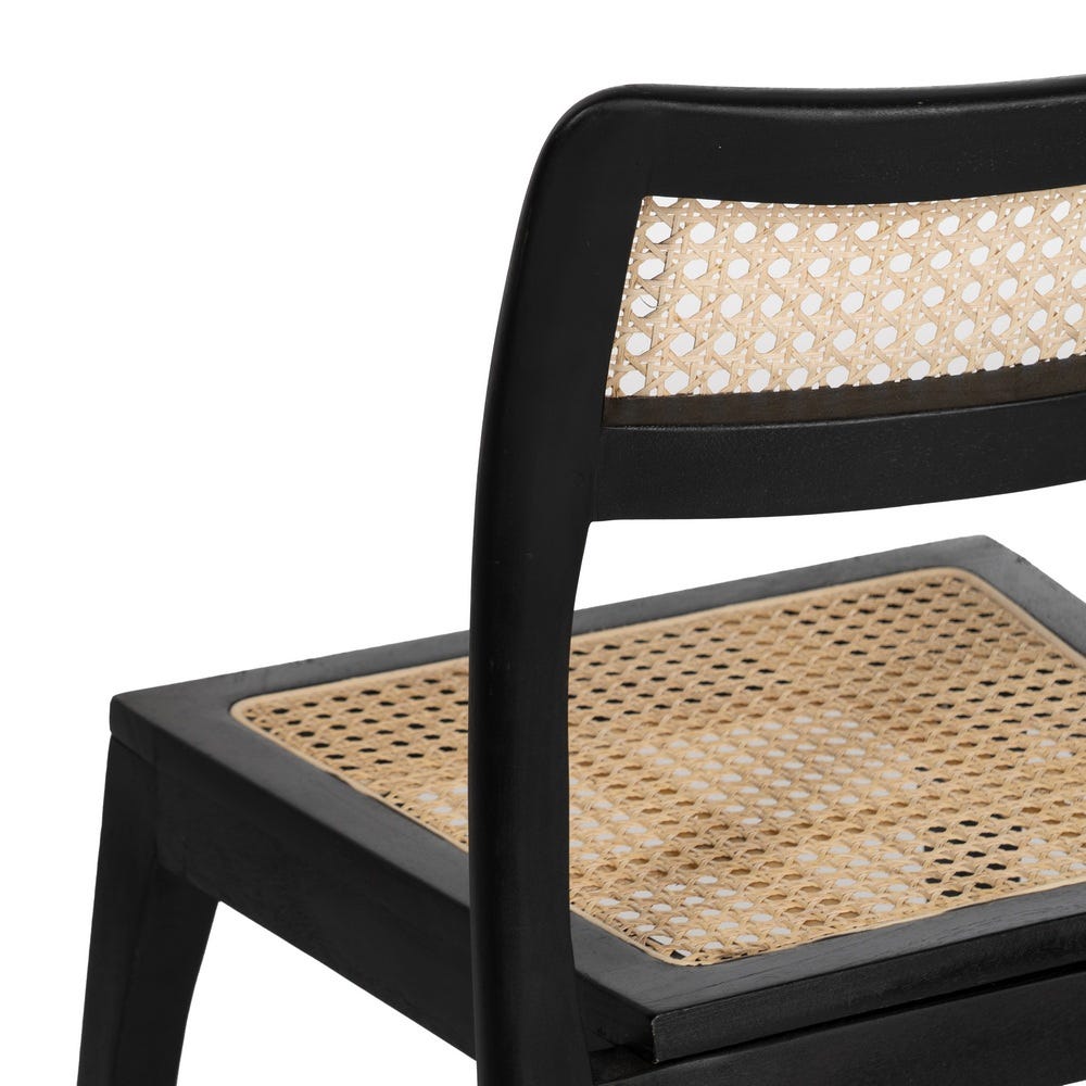 Silla de madera natural y negro estilo contract – 55 x 53 x 79,5 cm - Imagen 9