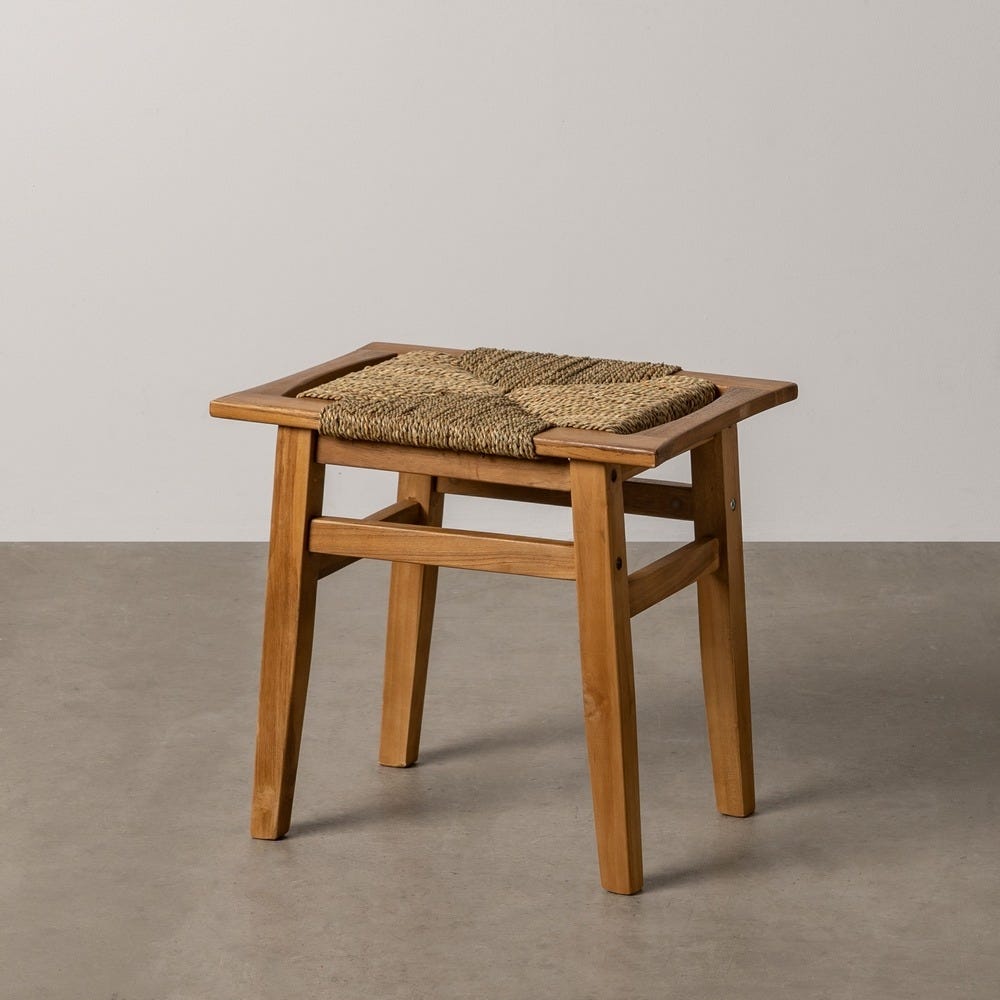 Taburete de madera natural para cocina o bar estilo rústico – 49 x 35 x 45 cm - Imagen 7