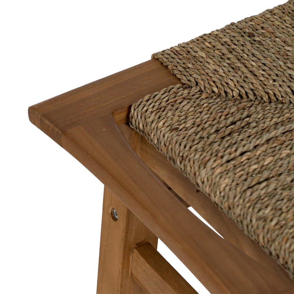 Taburete de madera natural para cocina o bar estilo rústico – 49 x 35 x 45 cm - Imagen 2
