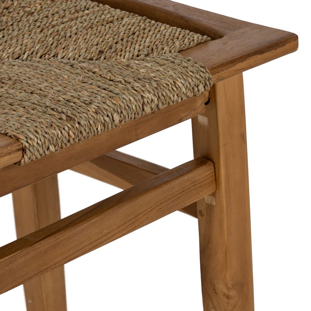 Taburete de madera natural para cocina o bar estilo rústico – 49 x 35 x 45 cm - Imagen 3