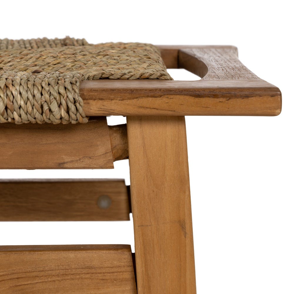Taburete de madera natural para cocina o bar estilo rústico – 49 x 35 x 45 cm - Imagen 4