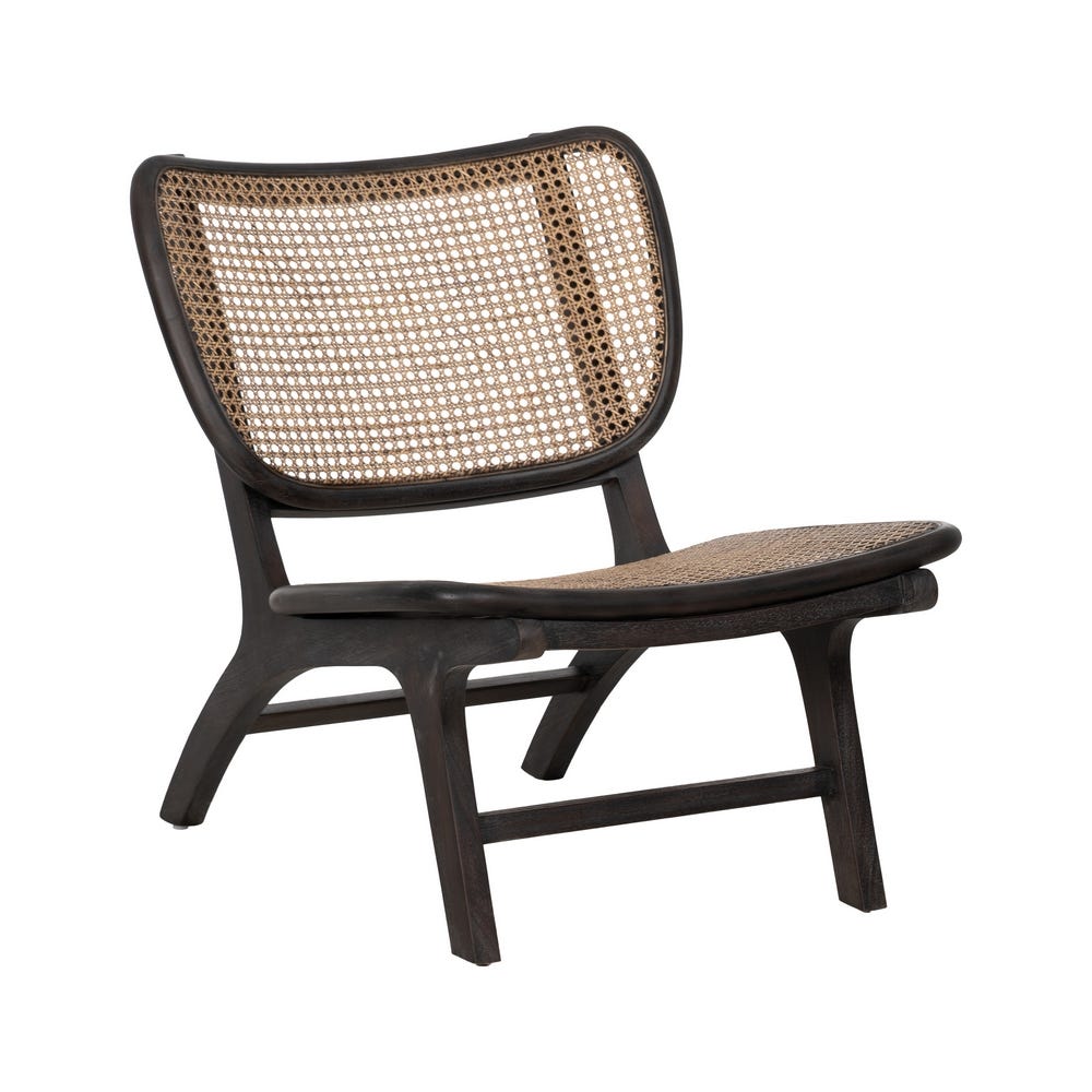 Sillón negro de ratán y madera para salón – 84 x 58 x 74 cm - Imagen 2