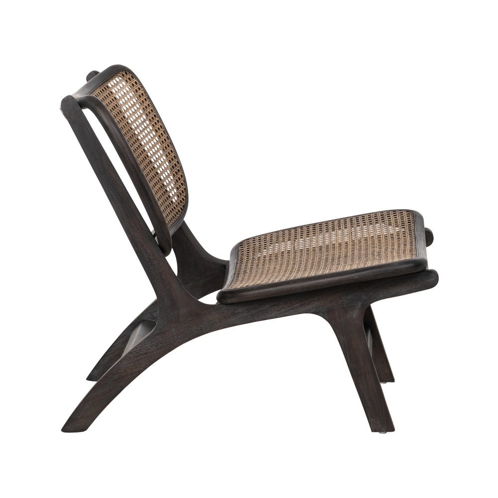 Sillón negro de ratán y madera para salón – 84 x 58 x 74 cm - Imagen 3