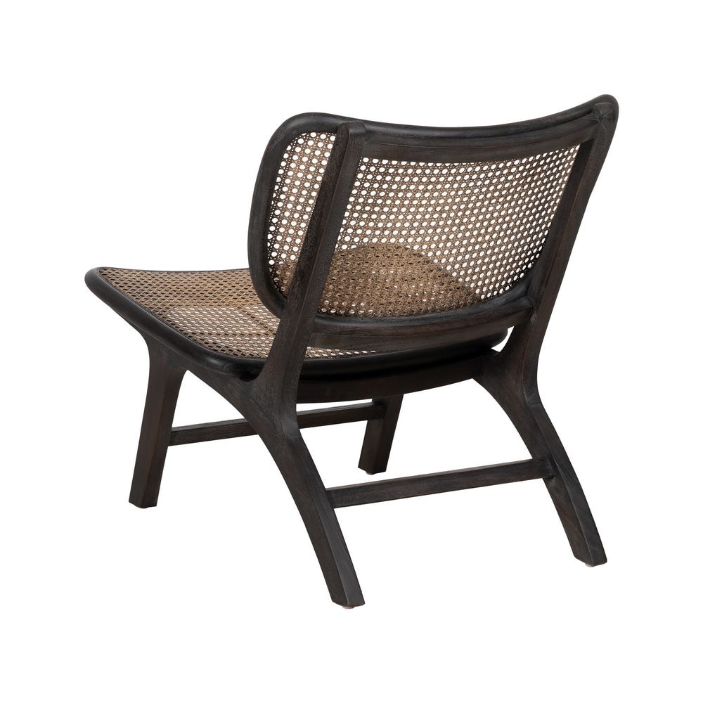 Sillón negro de ratán y madera para salón – 84 x 58 x 74 cm - Imagen 4