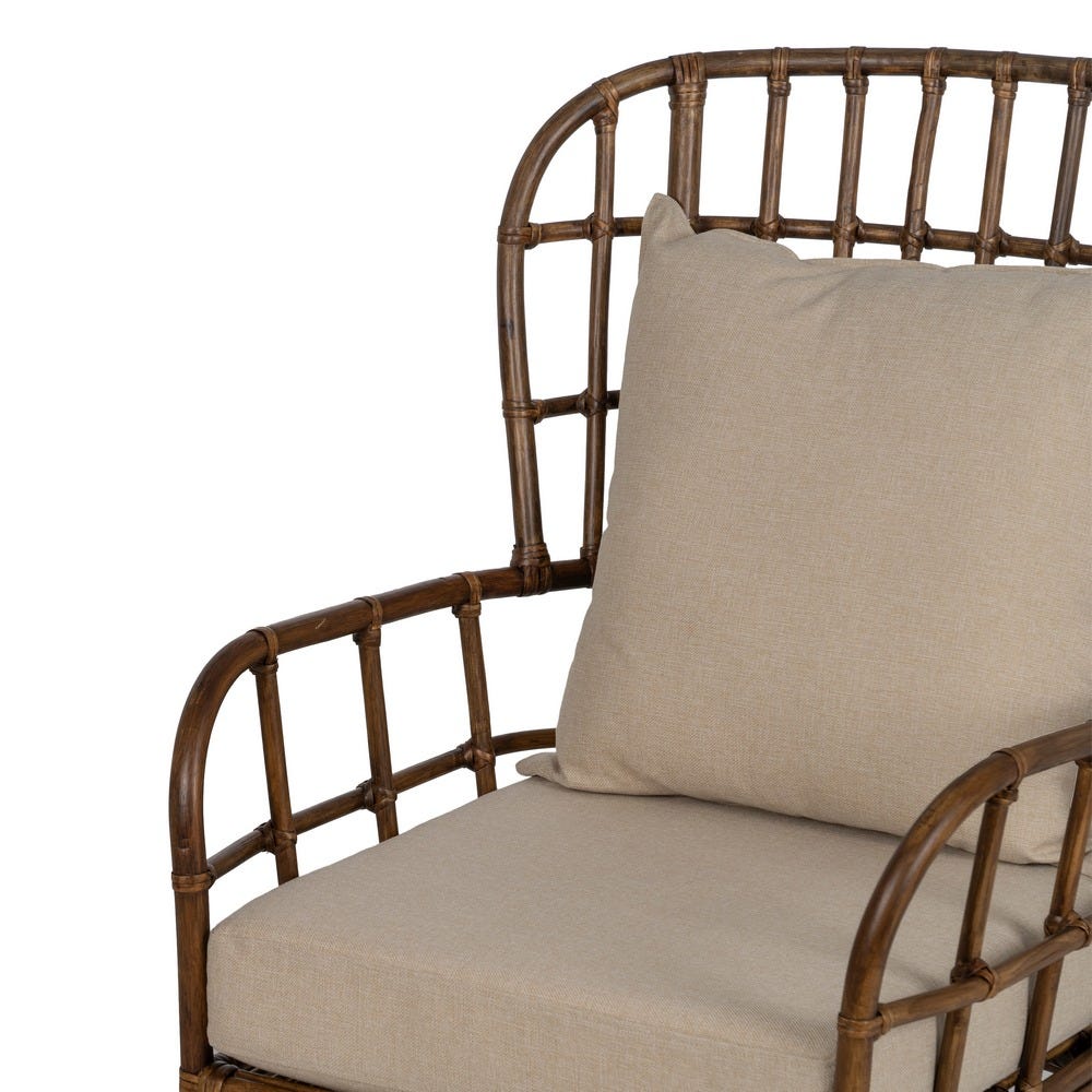 Sillón de ratán marrón para decoración – 82 x 78 x 108 cm - Imagen 5