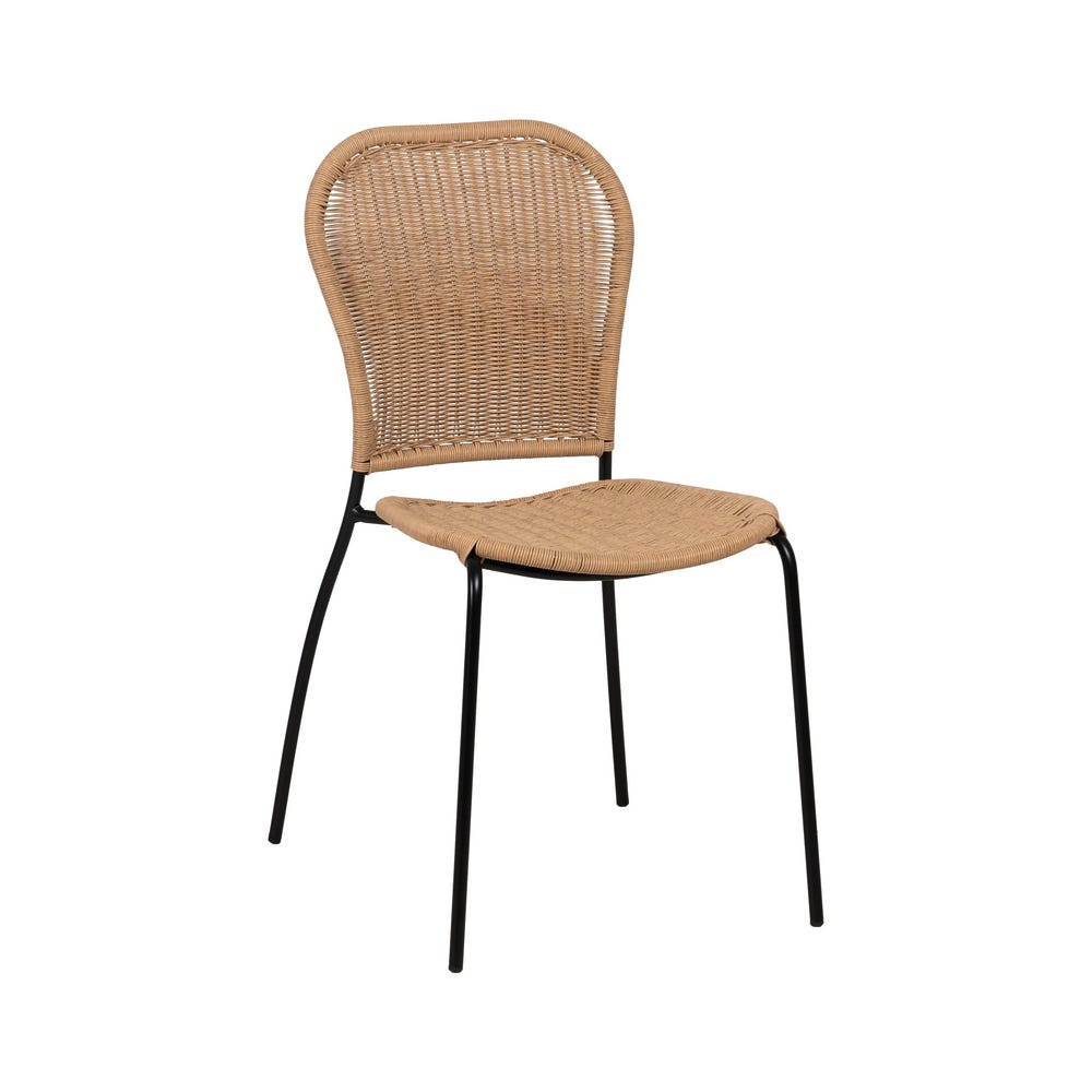 Pack de 2 Sillas Naturales de Polietileno y Acero para Salón y Terraza - Diseño Moderno y Ergonómico 87 cm - Imagen 2