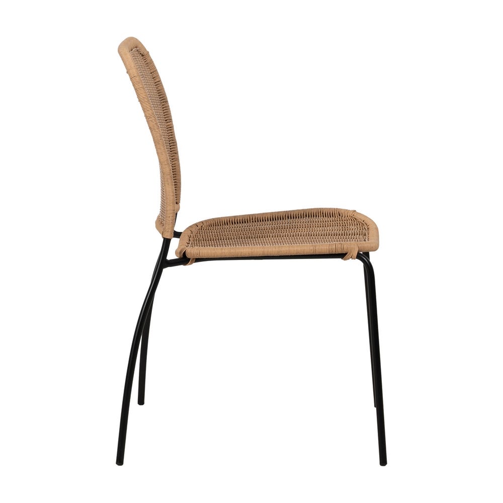 Pack de 2 Sillas Naturales de Polietileno y Acero para Salón y Terraza - Diseño Moderno y Ergonómico 87 cm - Imagen 3