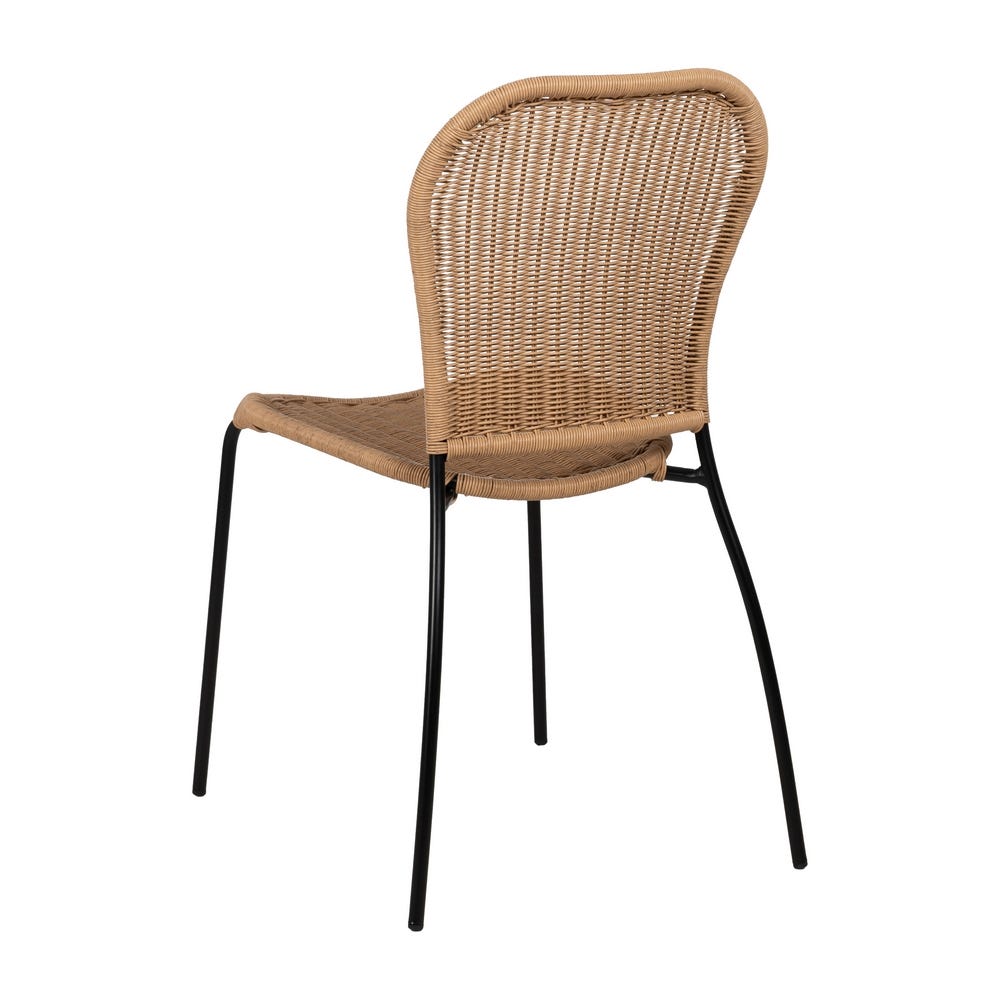 Pack de 2 Sillas Naturales de Polietileno y Acero para Salón y Terraza - Diseño Moderno y Ergonómico 87 cm - Imagen 4