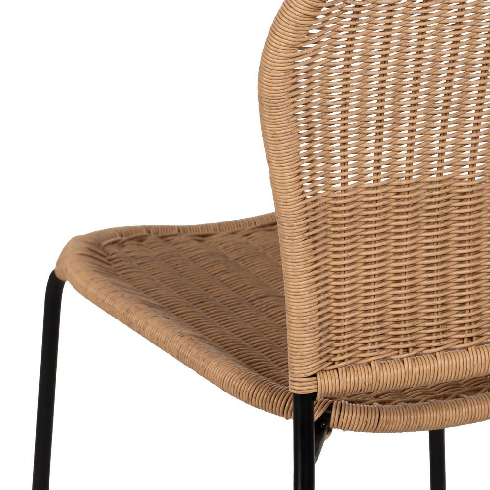 Pack de 2 Sillas Naturales de Polietileno y Acero para Salón y Terraza - Diseño Moderno y Ergonómico 87 cm - Imagen 9