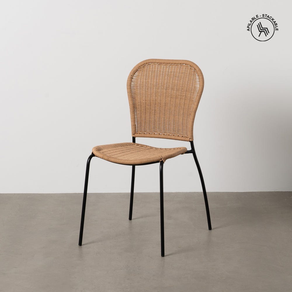 Pack de 2 Sillas Naturales de Polietileno y Acero para Salón y Terraza - Diseño Moderno y Ergonómico 87 cm - Imagen 13