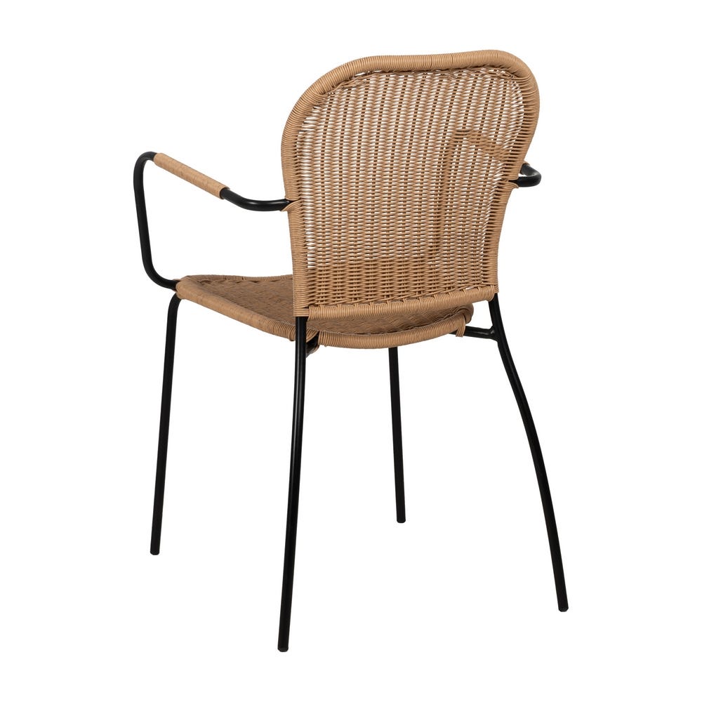 Pack de 2 Sillas Naturales con Apoyabrazos en Polietileno y Acero - Diseño Ergonómico para Interiores y Exteriores, 87 cm de Altura - Imagen 3