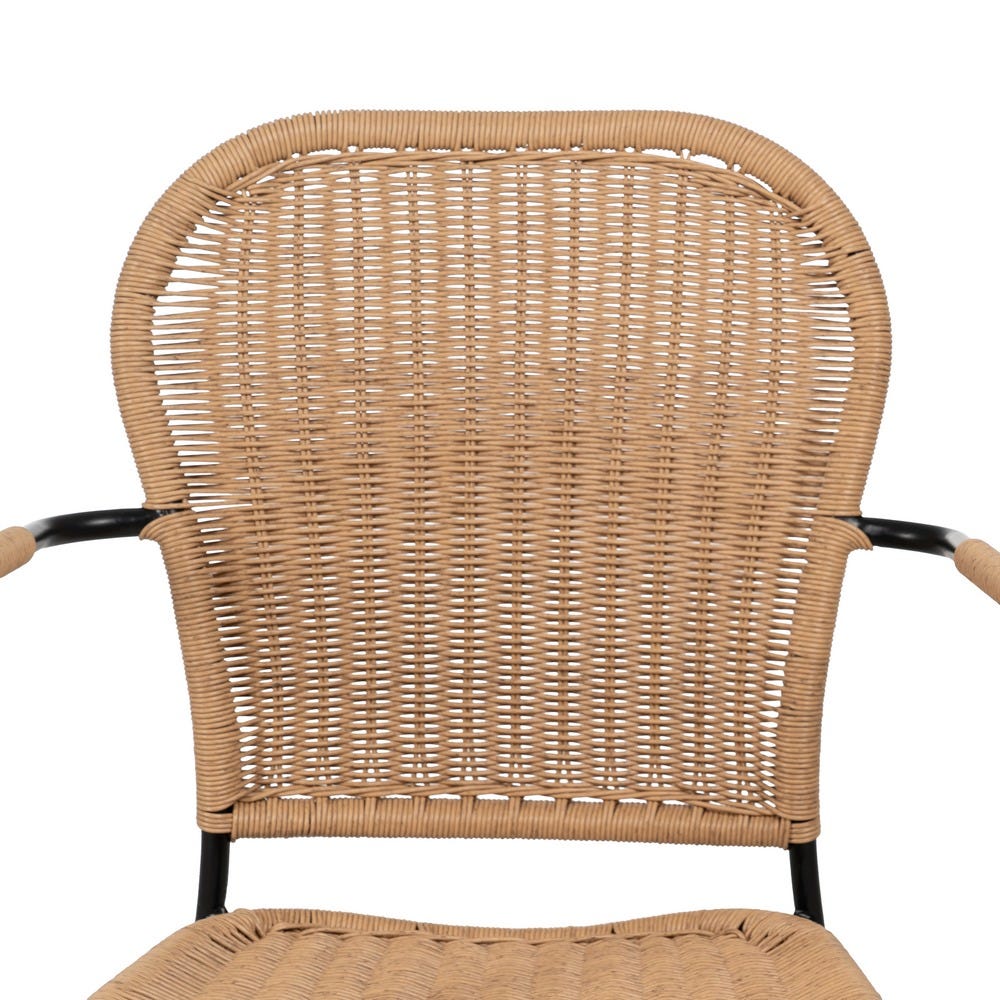 Pack de 2 Sillas Naturales con Apoyabrazos en Polietileno y Acero - Diseño Ergonómico para Interiores y Exteriores, 87 cm de Altura - Imagen 4