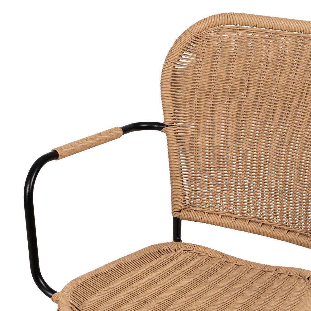 Pack de 2 Sillas Naturales con Apoyabrazos en Polietileno y Acero - Diseño Ergonómico para Interiores y Exteriores, 87 cm de Altura - Imagen 5