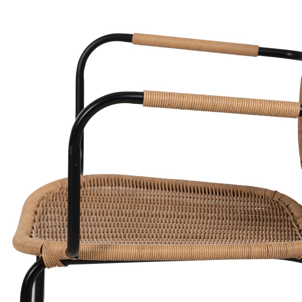Pack de 2 Sillas Naturales con Apoyabrazos en Polietileno y Acero - Diseño Ergonómico para Interiores y Exteriores, 87 cm de Altura - Imagen 6