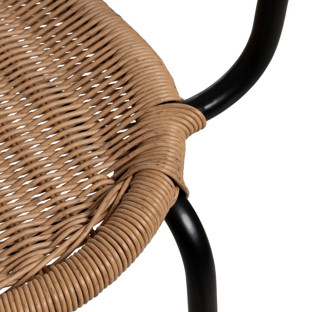 Pack de 2 Sillas Naturales con Apoyabrazos en Polietileno y Acero - Diseño Ergonómico para Interiores y Exteriores, 87 cm de Altura - Imagen 8