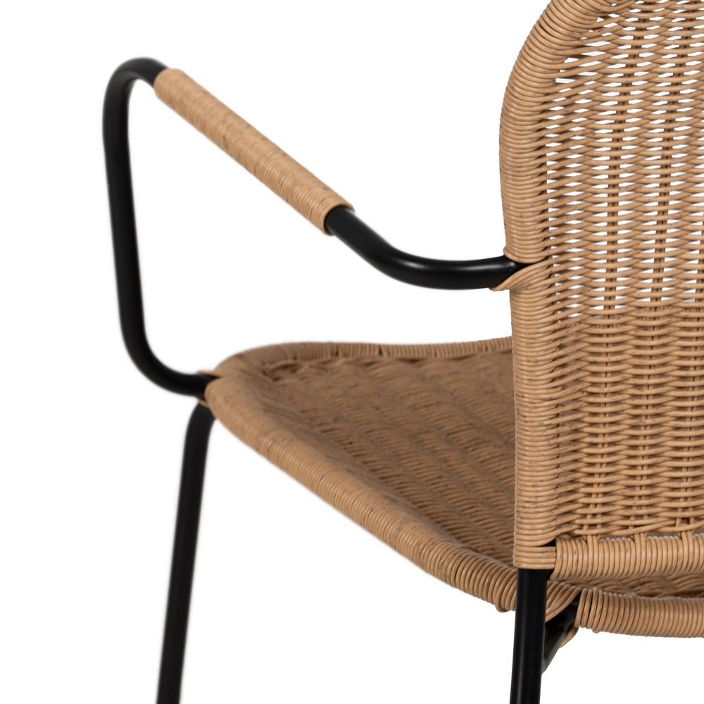 Pack de 2 Sillas Naturales con Apoyabrazos en Polietileno y Acero - Diseño Ergonómico para Interiores y Exteriores, 87 cm de Altura - Imagen 9