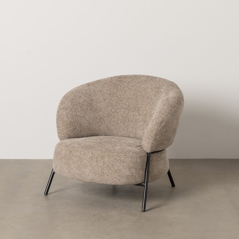 Sillón Beige Tejido-Metal Salón 84 x 84 x 70 cm - Imagen 2