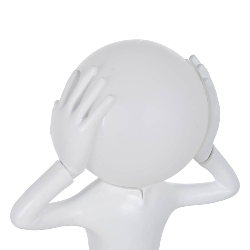 Lámpara de Mesa Blanca de Resina con Figura Decorativa - 52,5 cm, Luz Cálida y Bombilla G9 Incluida - Imagen 3