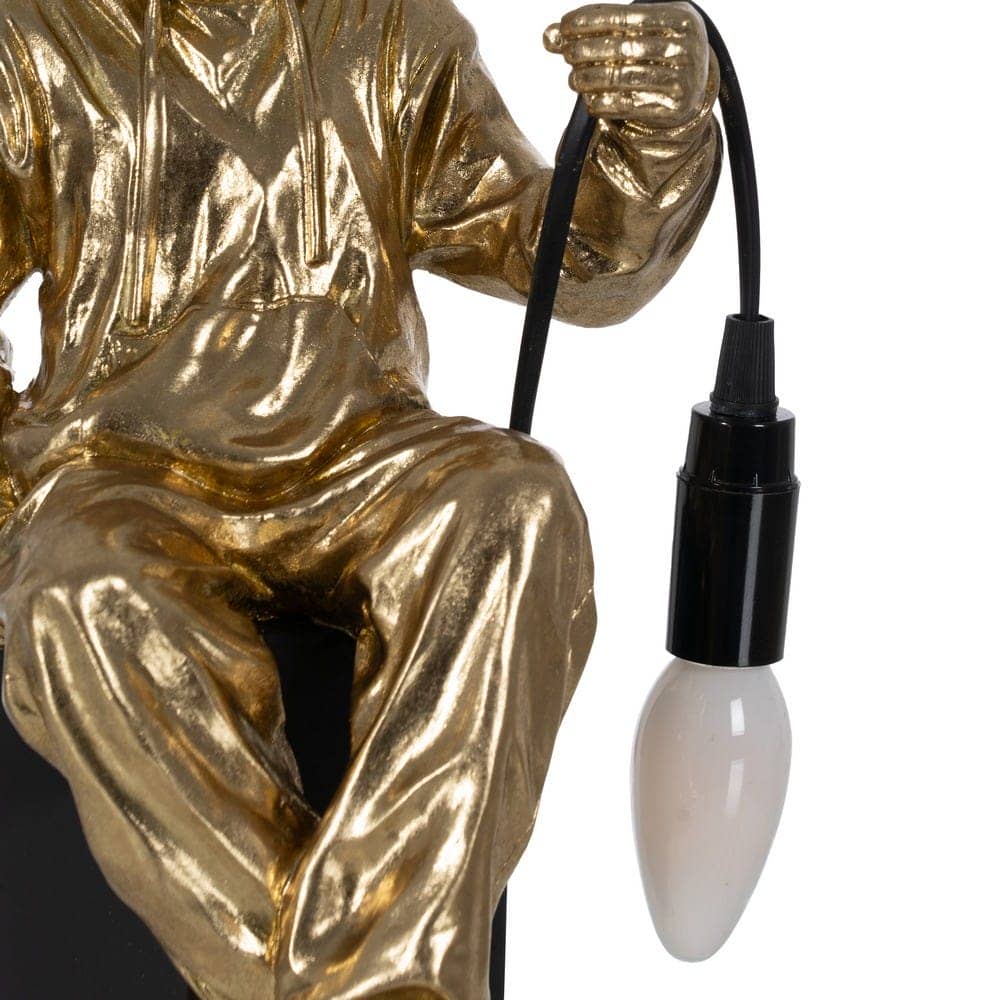 Lámpara de Mesa Blanca con Figura Masculina de Resina - 33 cm, Estilo Moderno, Casquillo E14, Ideal para Decoración de Interiores - Imagen 3