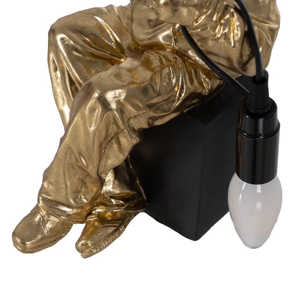 Lámpara de Mesa Blanca con Figura Masculina de Resina - 33 cm, Estilo Moderno, Casquillo E14, Ideal para Decoración de Interiores - Imagen 4