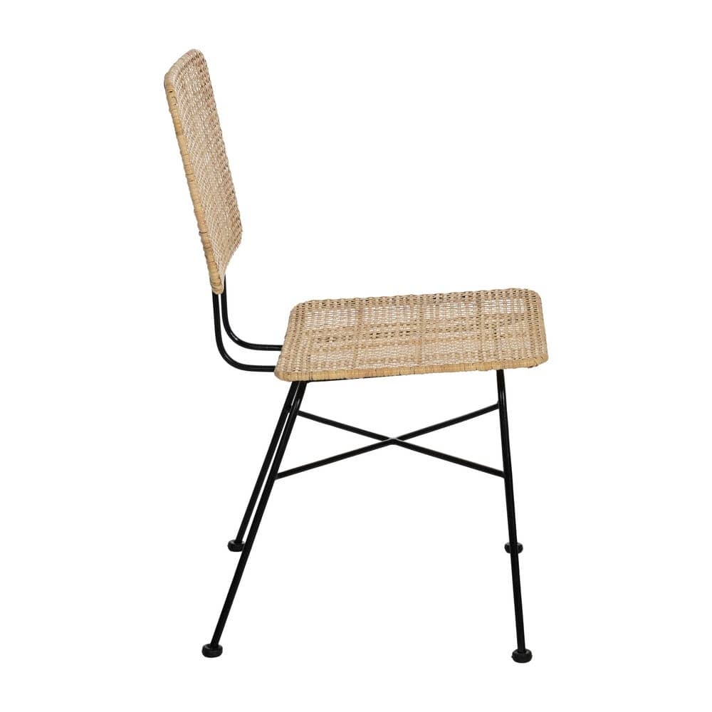 Silla de Fibra Natural y Metal para Salones - Diseño Moderno de 84 cm con Asiento Cómodo y Respaldo Soporte - Imagen 2