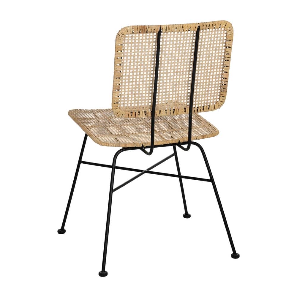 Silla de Fibra Natural y Metal para Salones - Diseño Moderno de 84 cm con Asiento Cómodo y Respaldo Soporte - Imagen 3