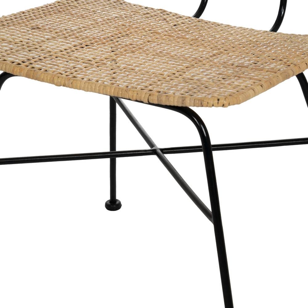 Silla de Fibra Natural y Metal para Salones - Diseño Moderno de 84 cm con Asiento Cómodo y Respaldo Soporte - Imagen 7