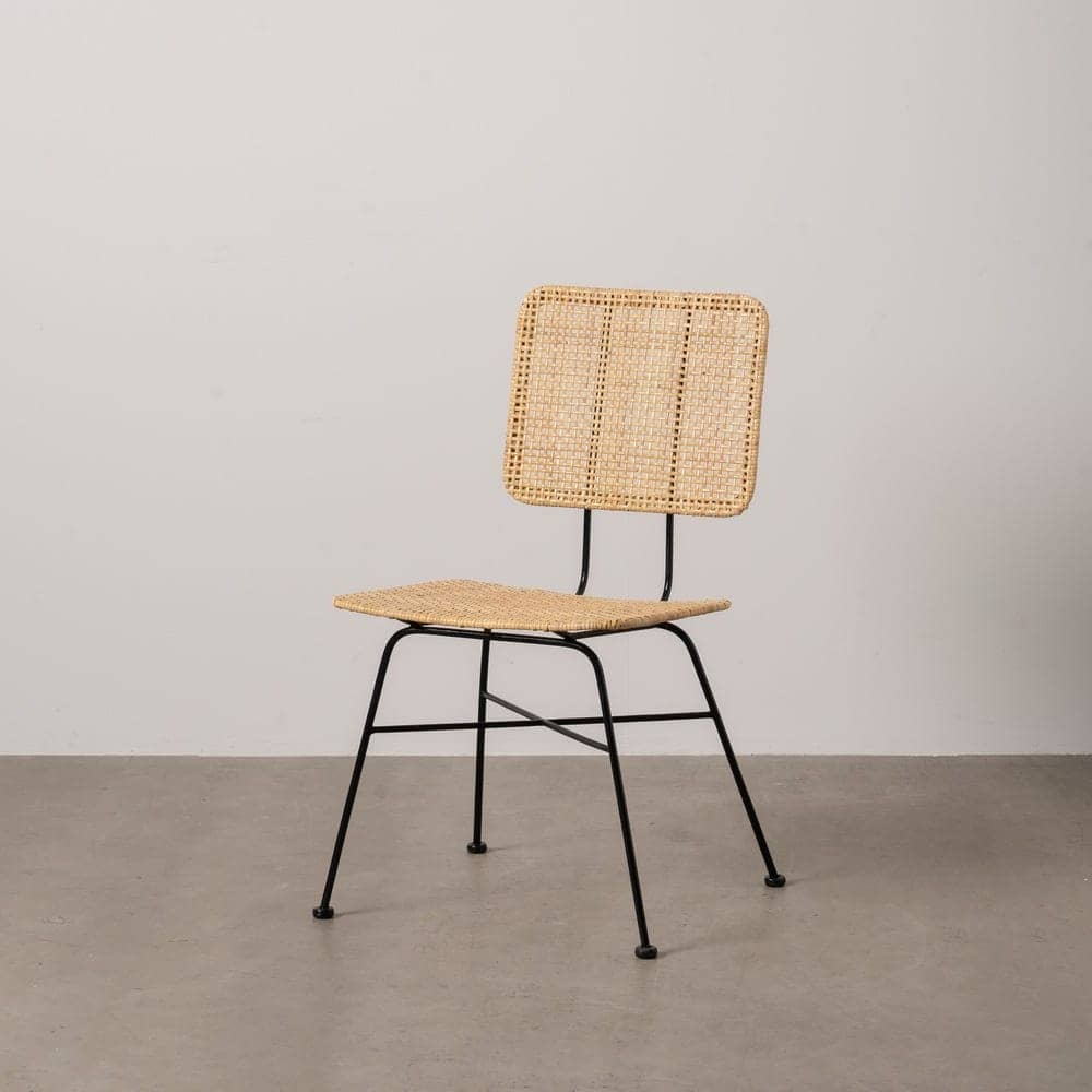 Silla de Fibra Natural y Metal para Salones - Diseño Moderno de 84 cm con Asiento Cómodo y Respaldo Soporte - Imagen 12