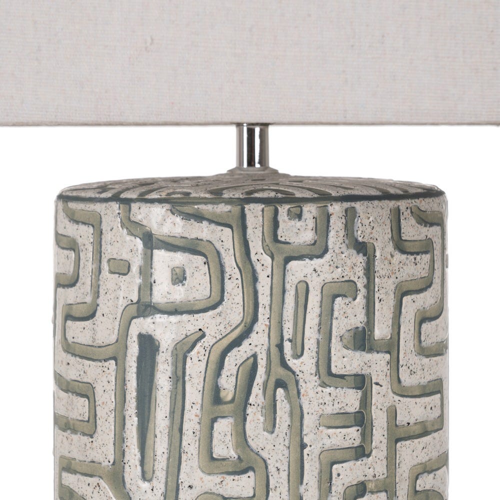 Lámpara Mesa Blanco-Gris Cerámica 42 x 42 x 73 cm - Imagen 4