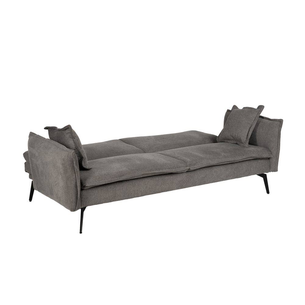 Sofá Cama Gris de Lino y Metal - Diseño Moderno, Funcional y Cómodo (182x113 cm) - Ideal para Espacios Reducidos - Incluye Cojines a Juego - Imagen 2