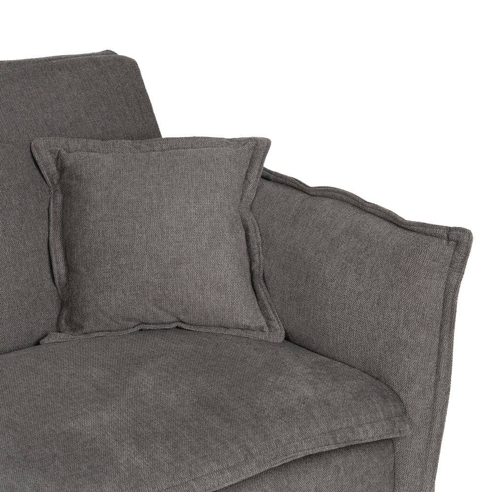 Sofá Cama Gris de Lino y Metal - Diseño Moderno, Funcional y Cómodo (182x113 cm) - Ideal para Espacios Reducidos - Incluye Cojines a Juego - Imagen 6