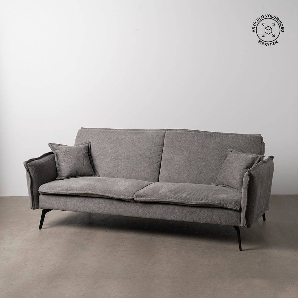Sofá Cama Gris de Lino y Metal - Diseño Moderno, Funcional y Cómodo (182x113 cm) - Ideal para Espacios Reducidos - Incluye Cojines a Juego - Imagen 18