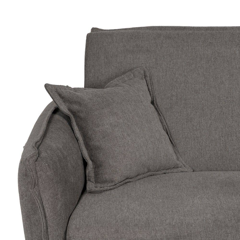 Sofá Cama Gris de Lino y Metal - Diseño Moderno, Funcional y Cómodo (182x113 cm) - Ideal para Espacios Reducidos - Incluye Cojines a Juego - Imagen 10