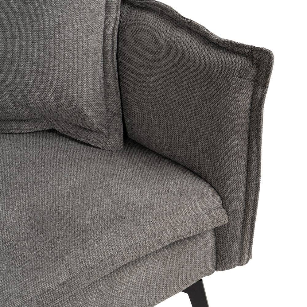 Sofá Cama Gris de Lino y Metal - Diseño Moderno, Funcional y Cómodo (182x113 cm) - Ideal para Espacios Reducidos - Incluye Cojines a Juego - Imagen 11