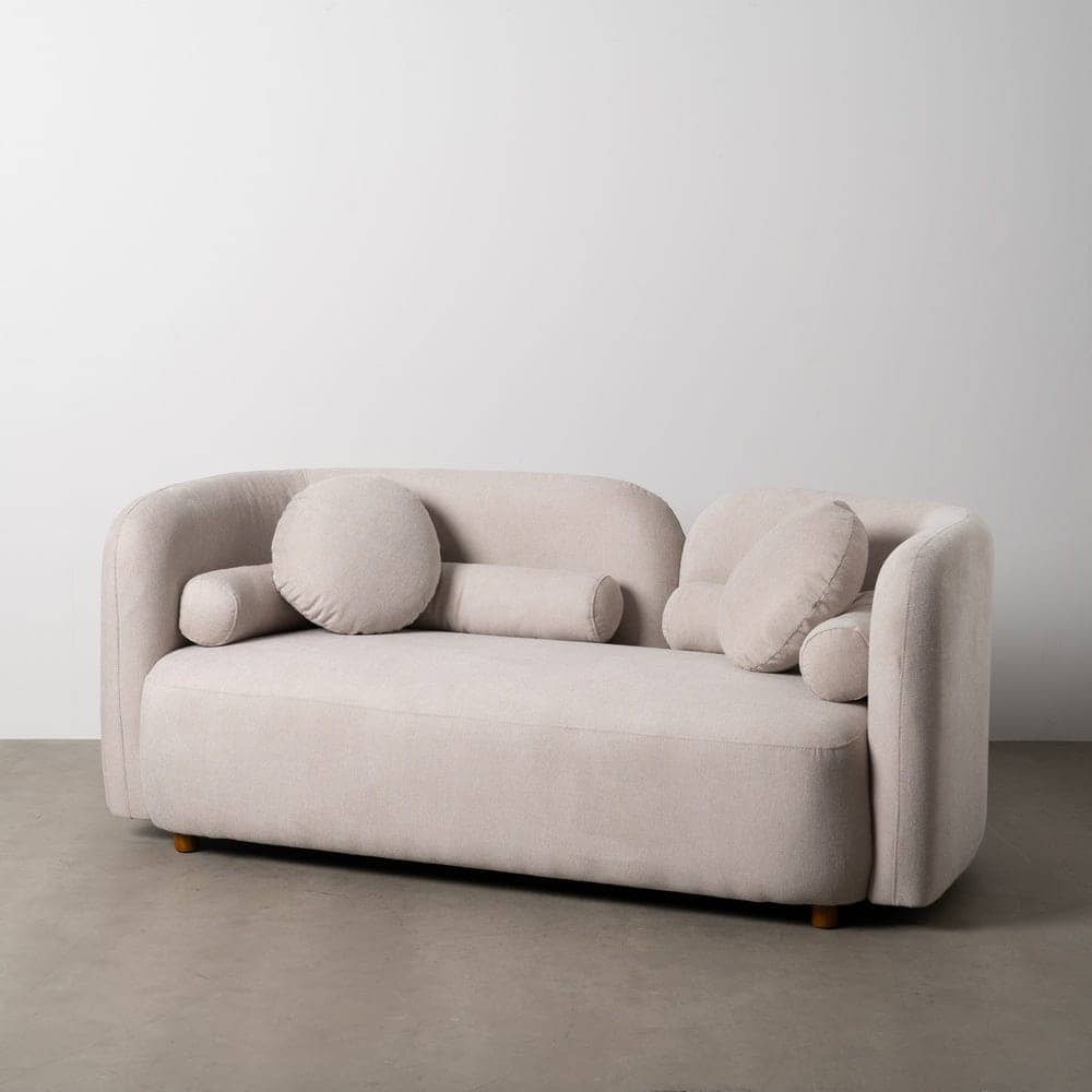 Sofá 2 Plazas Beige de Tejido 100% Poliéster y Estructura de Madera - Confort y Elegancia para tu Salón (176 cm) - Imagen 2