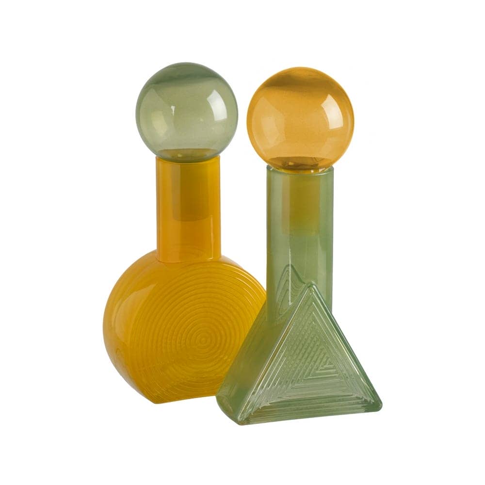 Botella Decorativa de Cristal Verde y Amarillo - Figura Elegante de 33,5 cm para Decoración del Hogar - Imagen 2