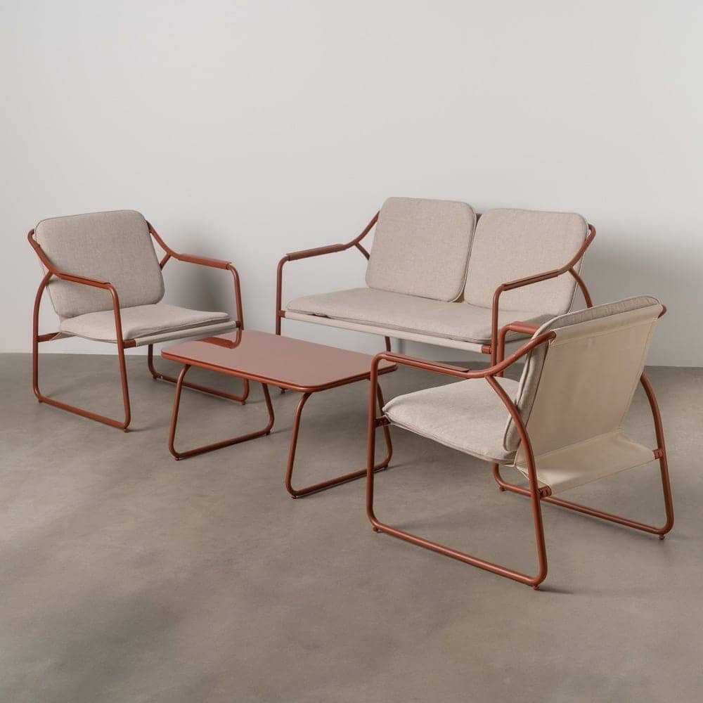 Conjunto de Jardín de Acero con Sofá, Sillones y Mesa de Cristal Templado - Imagen 15