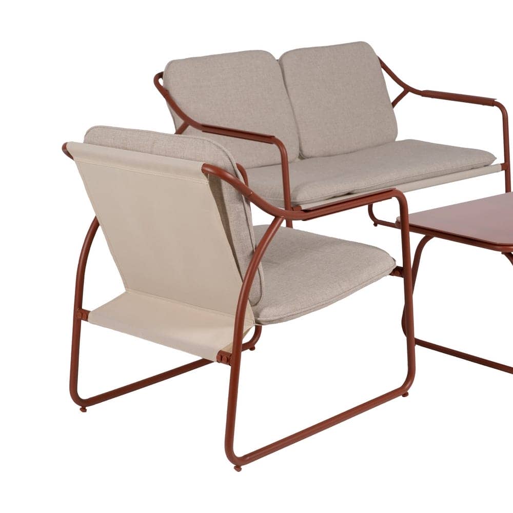 Conjunto de Jardín de Acero con Sofá, Sillones y Mesa de Cristal Templado - Imagen 2
